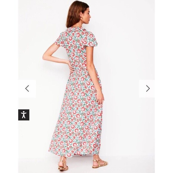 Boden Nicola Floral Print Jersey Tea Dress British Style Ruffle Belt Sz 8P NWT - Picture 8 of 9